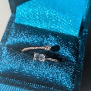 Elegant 14k gold diamond and topaz wrap ring with pave diamonds